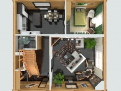 Casa de 2 pisos de madera en estilo moderno