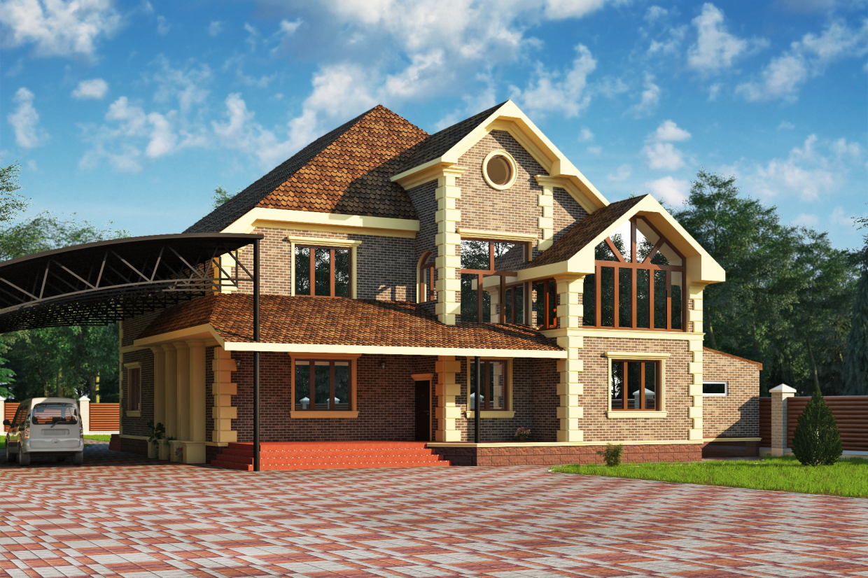 House in the style of modern classics in 3d max vray 3.0 image