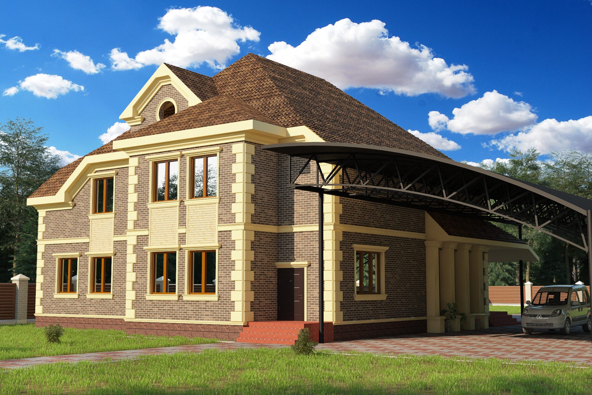 Casa no estilo dos clássicos modernos em 3d max vray 3.0 imagem