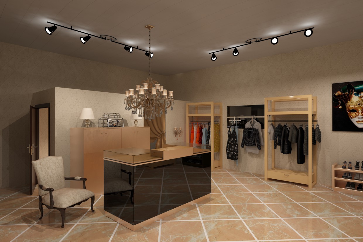 Butik giyim in 3d max vray 2.5 resim