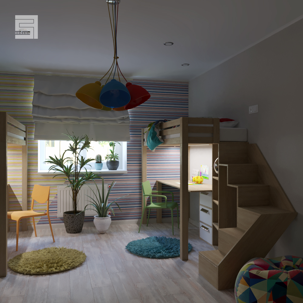 chambre pour deux enfants / chambre pour deux enfants dans 3d max corona render image