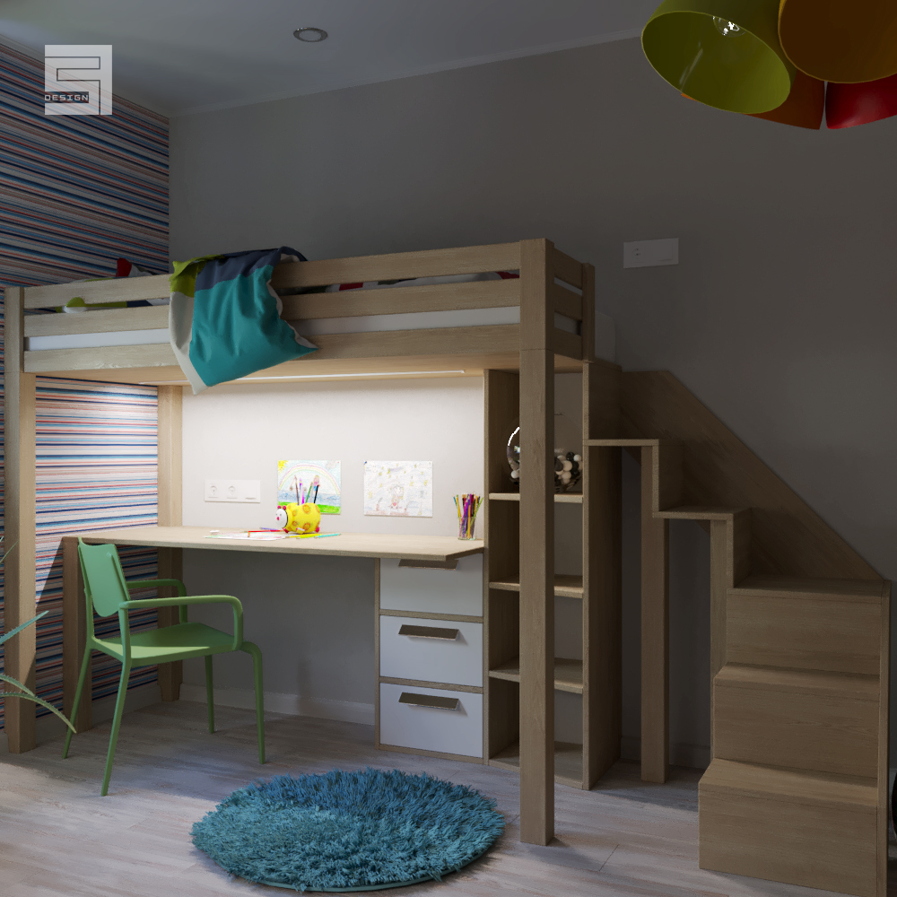 комната для двух детей/room for two children в 3d max corona render изображение