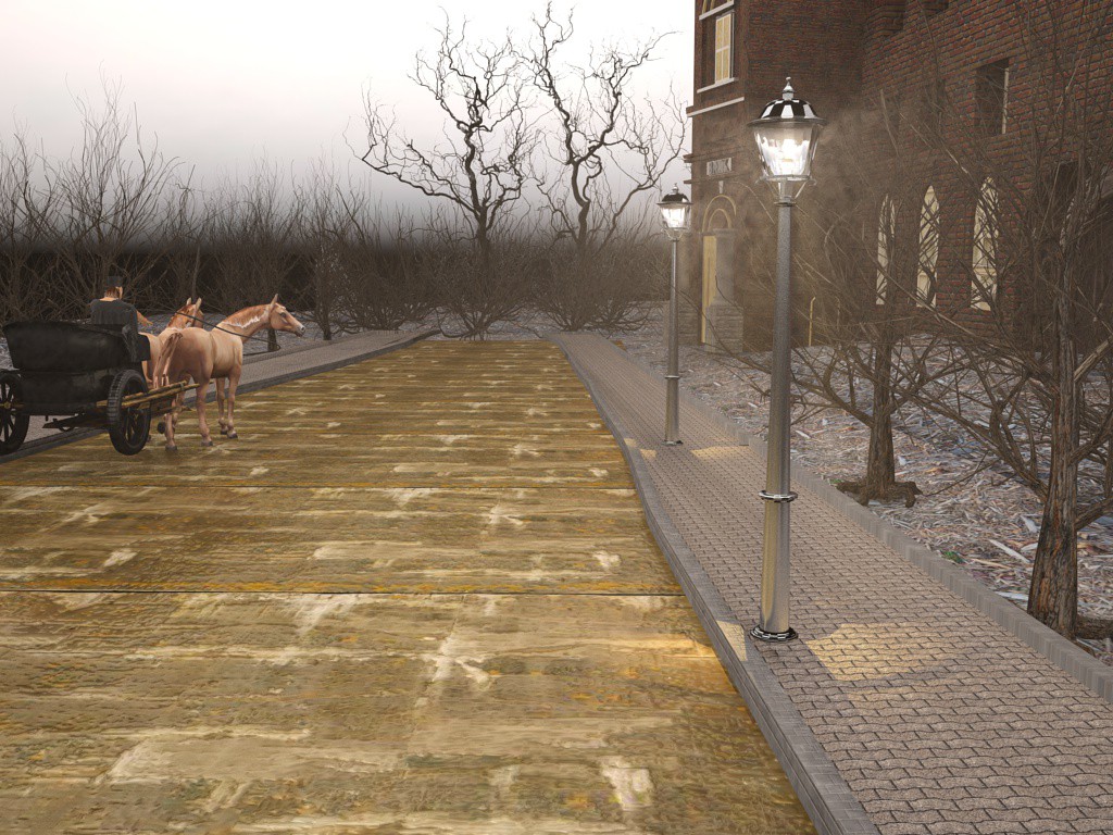 Nacht, Straßenlaterne... in Cinema 4d vray Bild