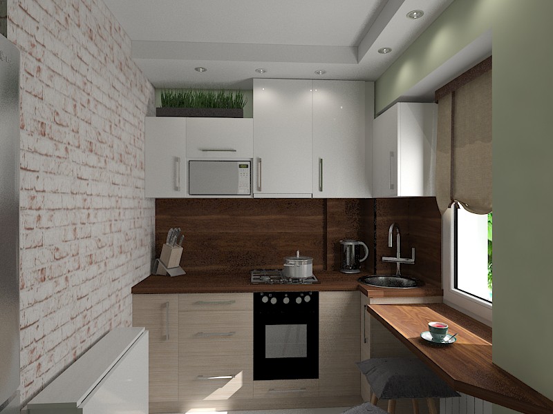 A very small kitchen in 3d max vray image