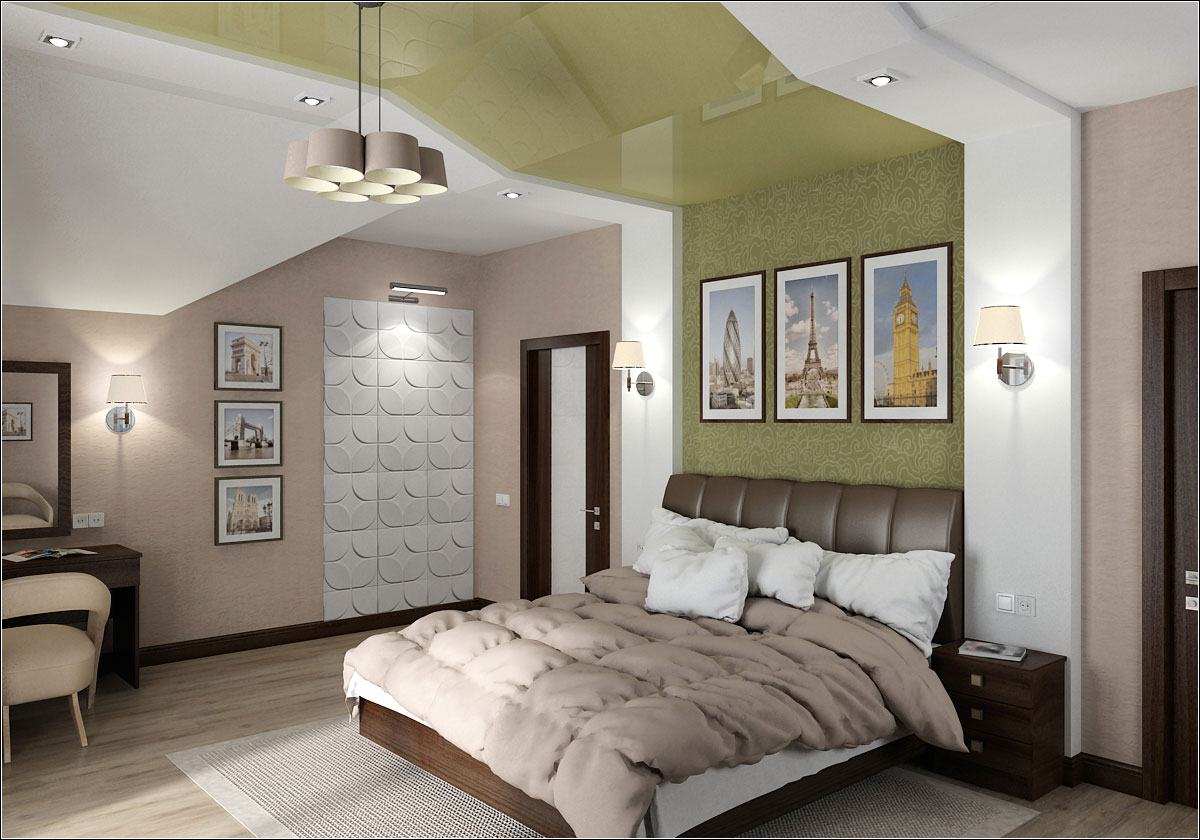 Interior design of the bedroom in the attic in Chernigov in 3d max vray 1.5 image