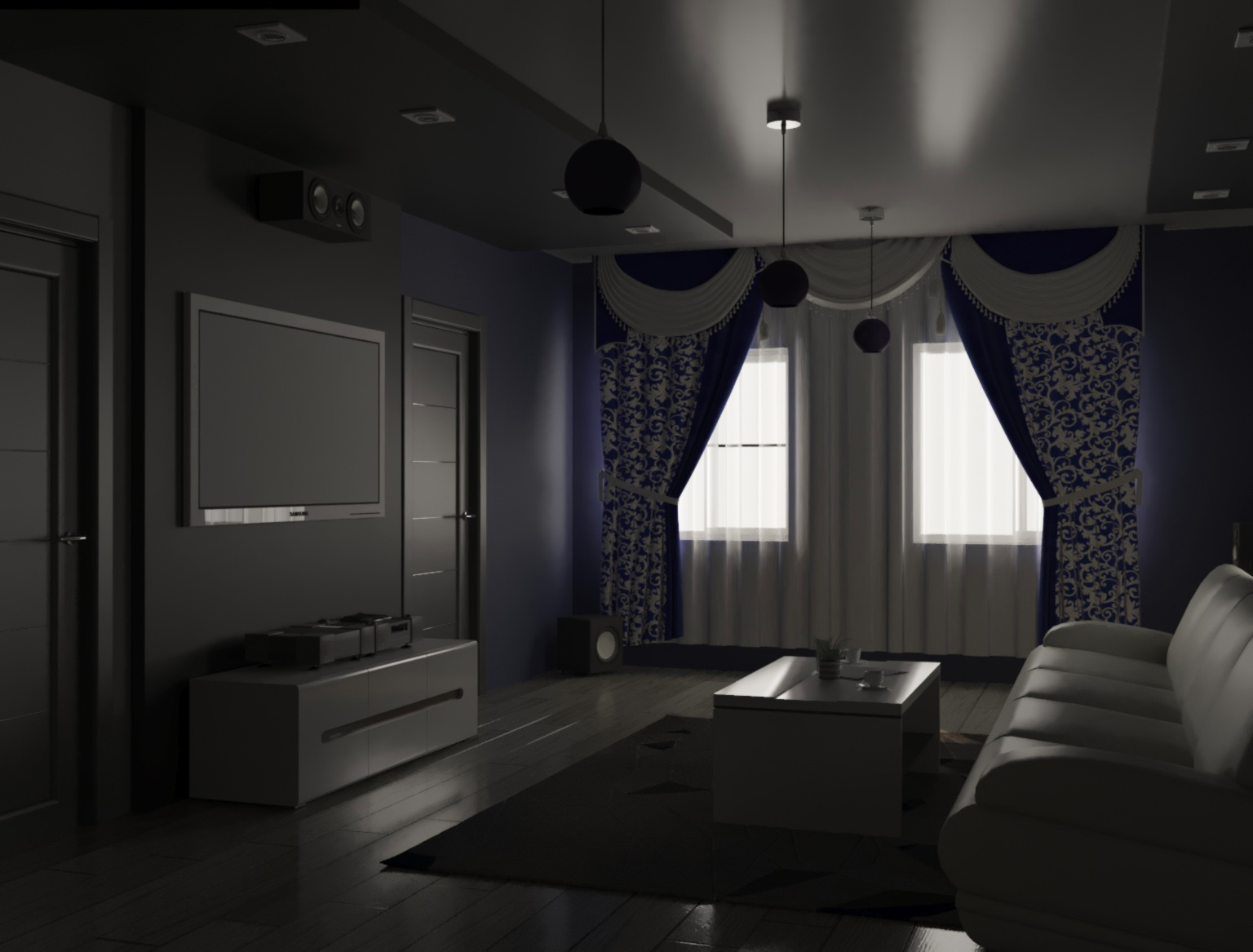 imagen de sala de estar en 3d max corona render