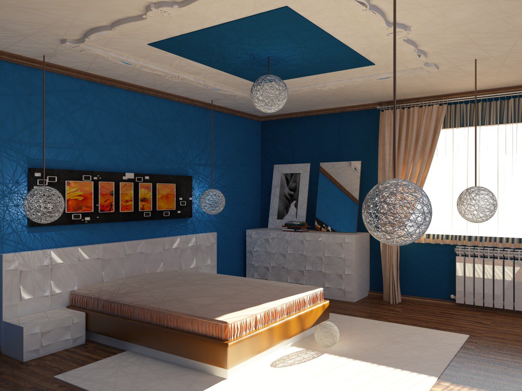 bedroom в 3d max vray изображение