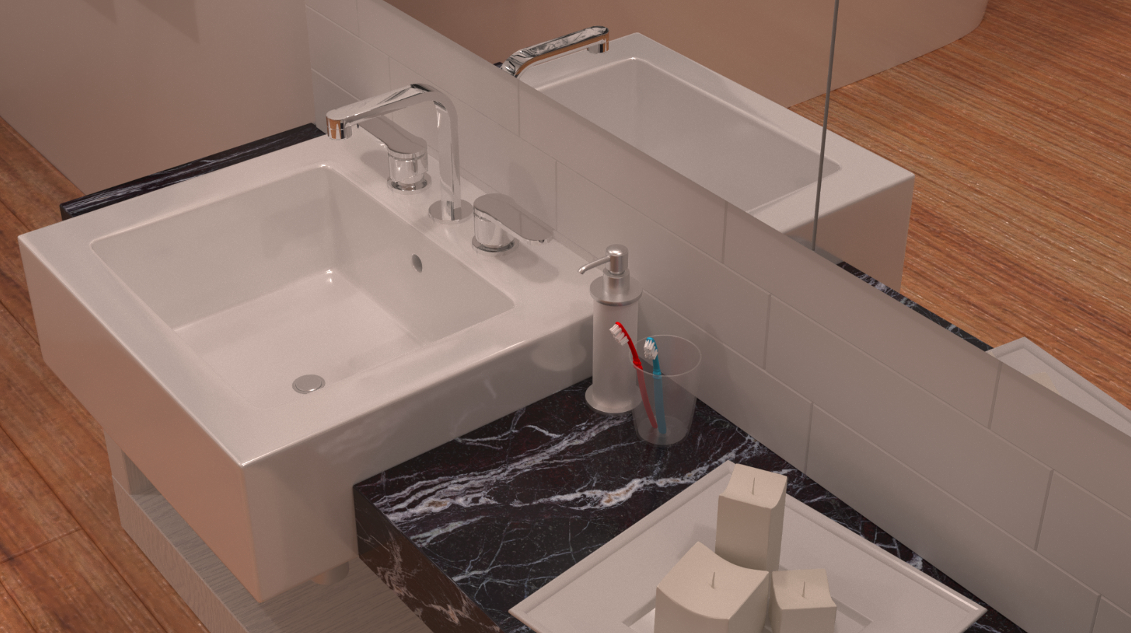 Bir banyo görselleştirilmesi in 3d max corona render resim