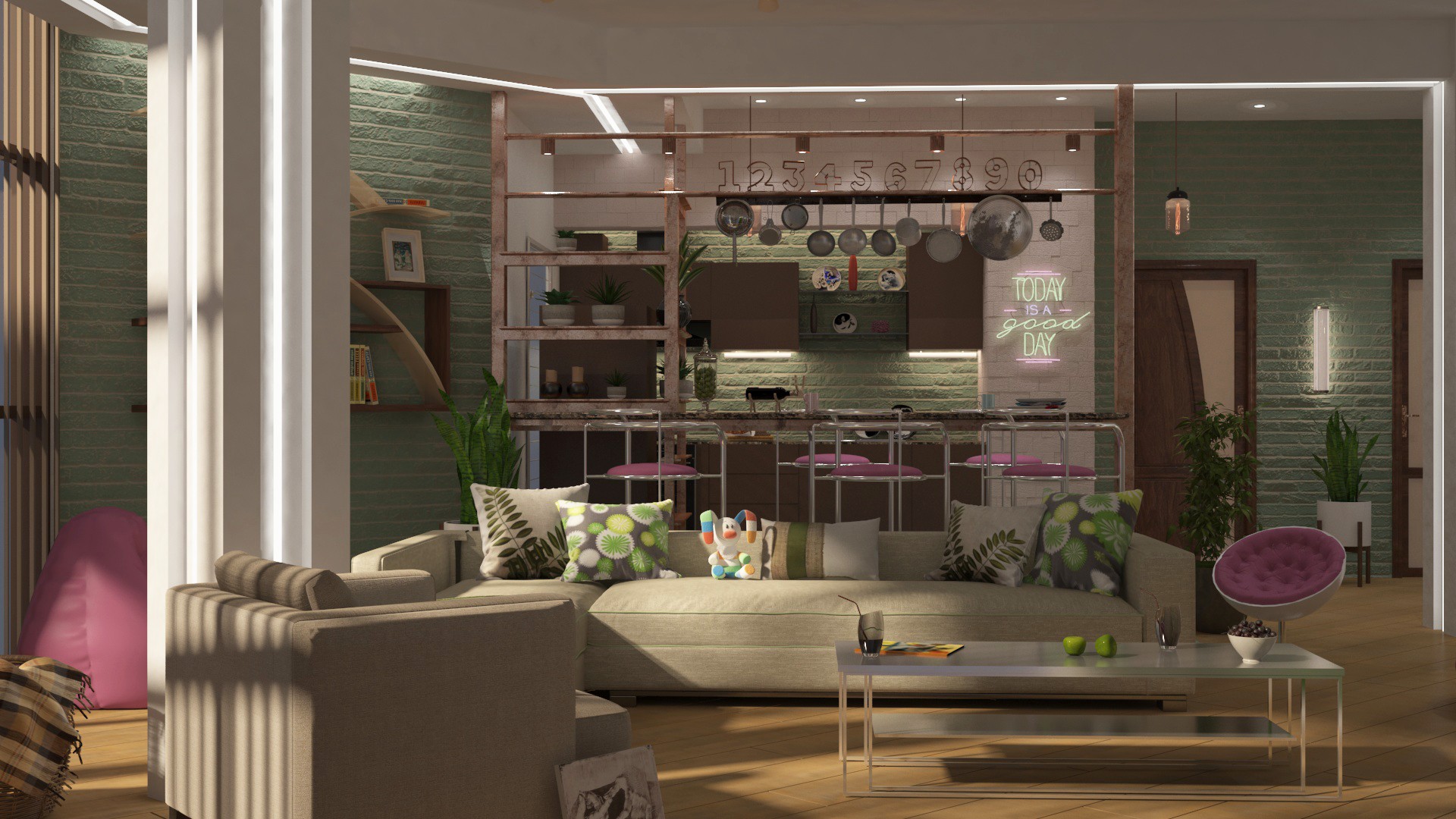 imagen de mi trabajo con el interior en 3d max vray 3.0