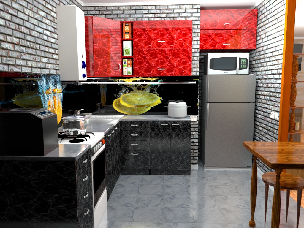 Variant of the color scheme of the kitchen in SketchUp vray 3.0 image