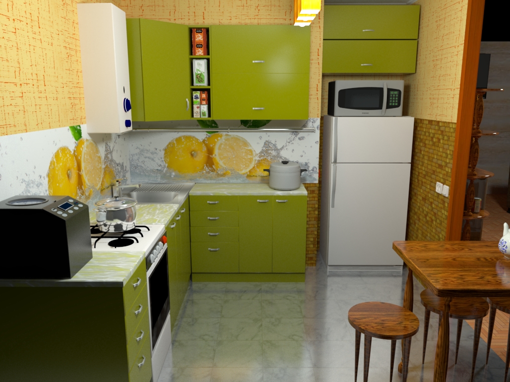 Variant of the color scheme of the kitchen in SketchUp vray 3.0 image