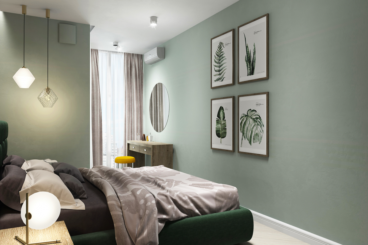 Appartamento da una camera da letto su Lipki, Kiev. Piccolo progetto verde in 3d max vray 3.0 immagine