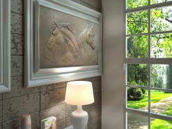 bathroom with a bas-relief of the Scottish sculptor George  Mark