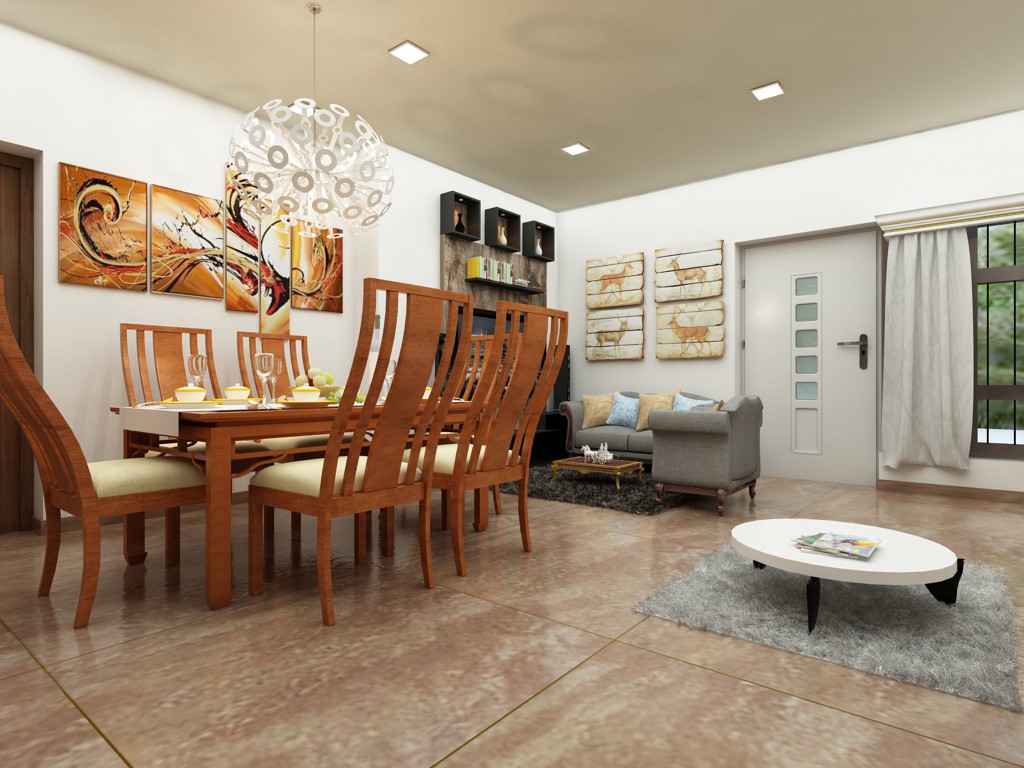 imagen de sala y comedor en 3d max vray 3.0