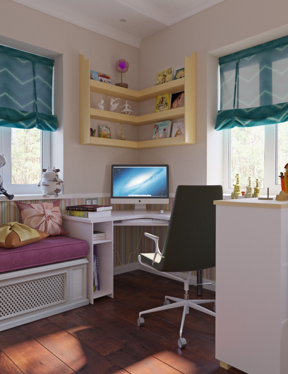 Chambre à coucher pour fille dans 3d max corona render image