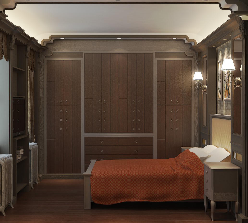 Chambre à coucher dans une maison d’hôtes dans 3d max vray image