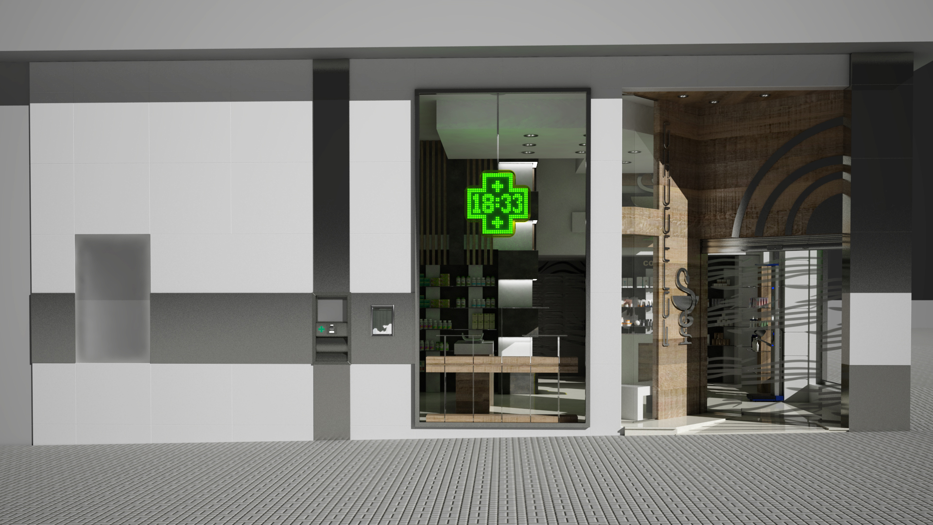 Conception de locaux commerciaux pour la pharmacie dans 3d max vray 3.0 image