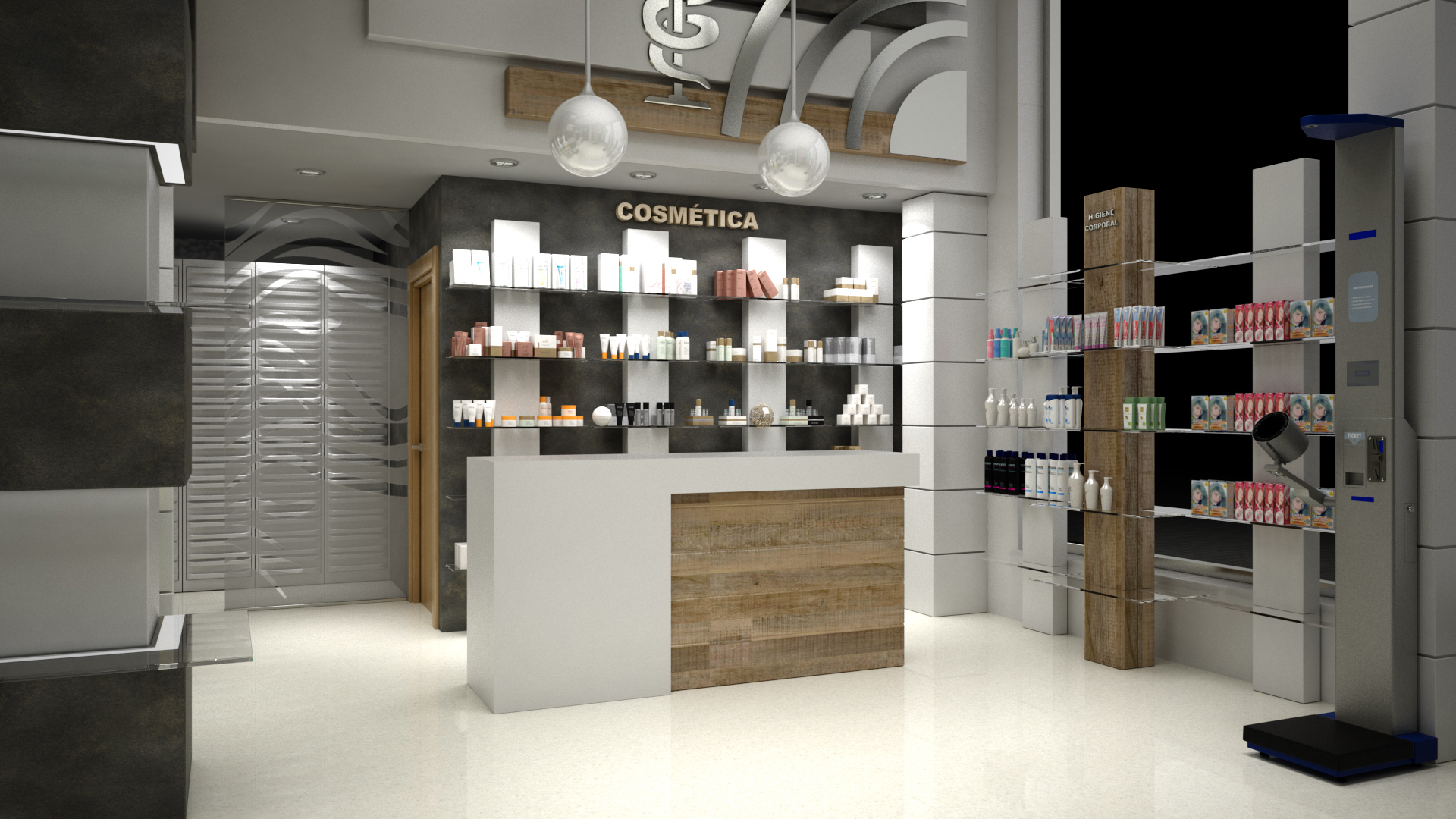 Conception de locaux commerciaux pour la pharmacie dans 3d max vray 3.0 image