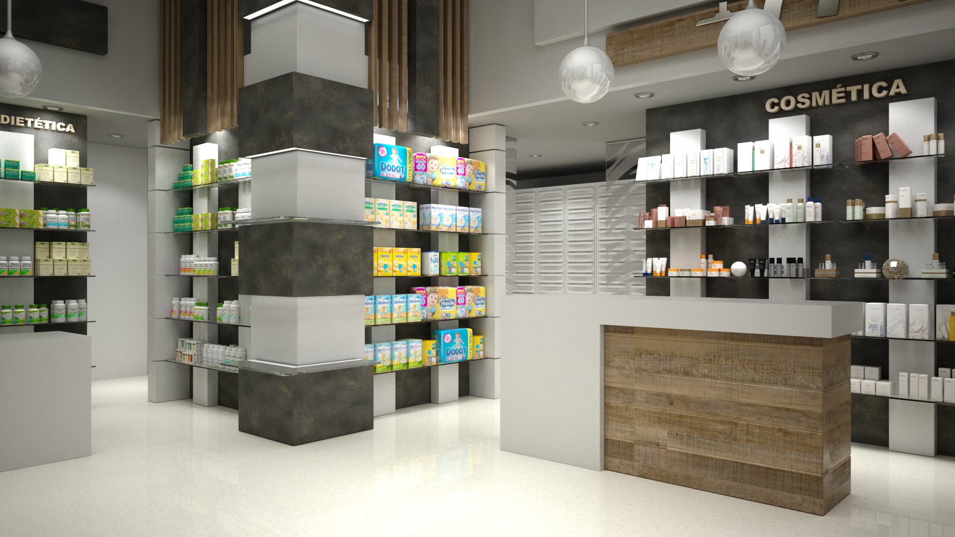 Conception de locaux commerciaux pour la pharmacie dans 3d max vray 3.0 image