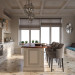 Cucina + soggiorno in 3d max corona render immagine