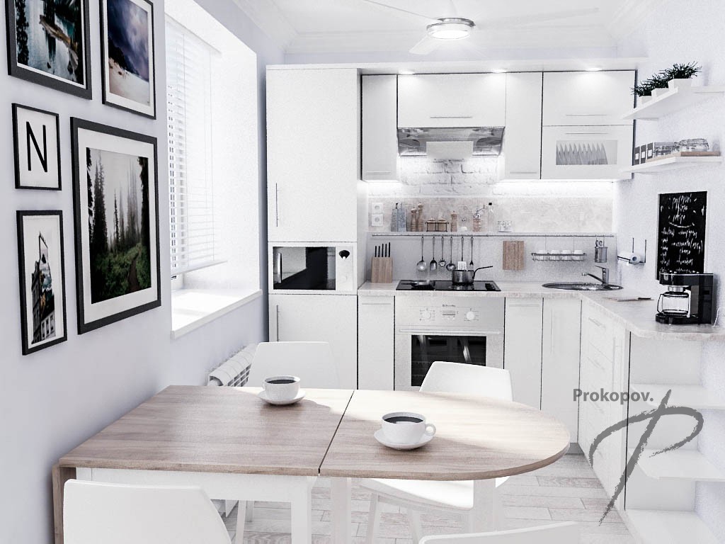 The kitchen in the Norwegian style in 3d max vray 3.0 image