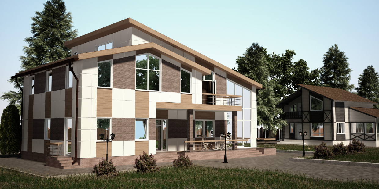 Edifício residencial em algum lugar nos subúrbios. em 3d max vray 2.0 imagem