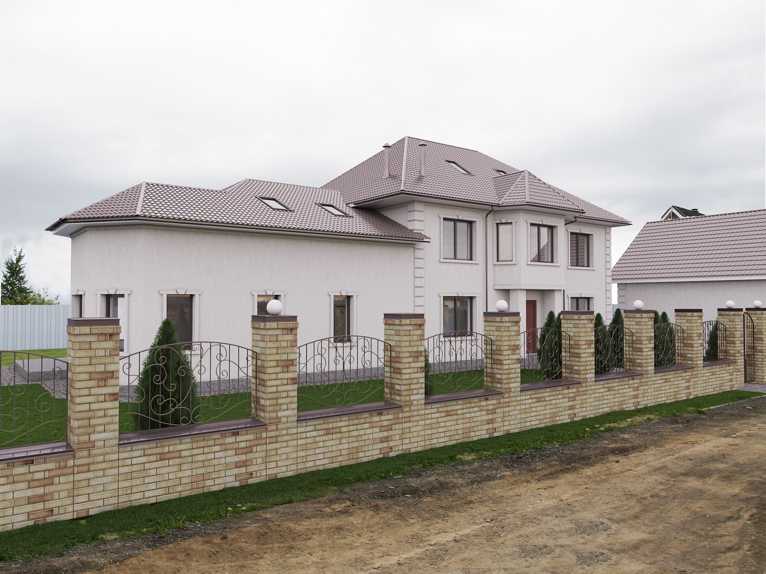 House in the Suburbs of St. Petersburg in 3d max corona render image