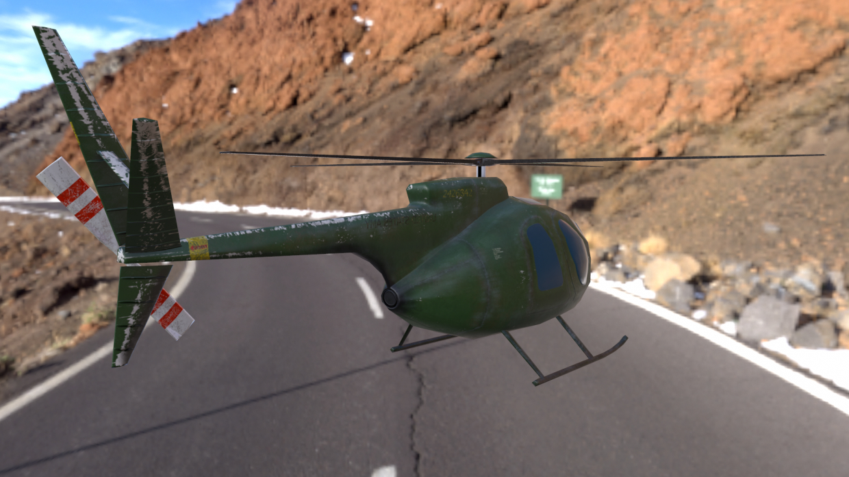 Lowpoly model helikopter Hughes, OH-6 Cayuse mobil uygulama in 3d max Other resim