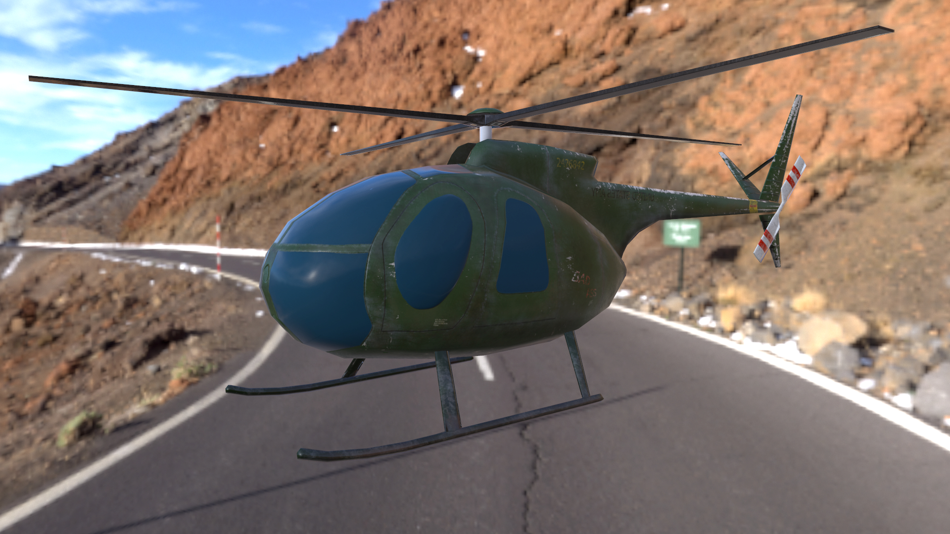 imagen de helicóptero lowpoly modelo Hughes OH-6 Cayuse para aplicaciones móviles en 3d max Other