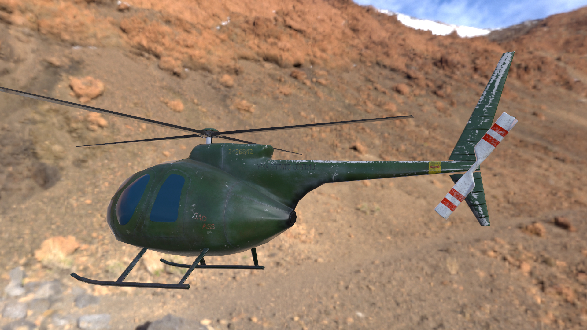 Lowpoly model helikopter Hughes, OH-6 Cayuse mobil uygulama in 3d max Other resim