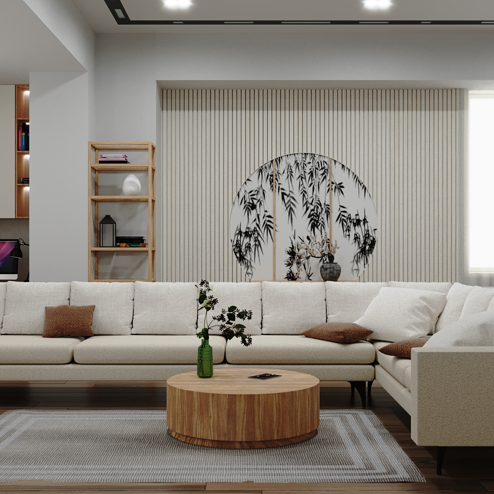 Sala de estar em 3d max Corona render 9 imagem