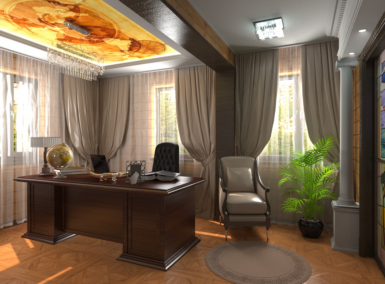 Chambre dans une maison privée de grumes dans 3d max corona render image