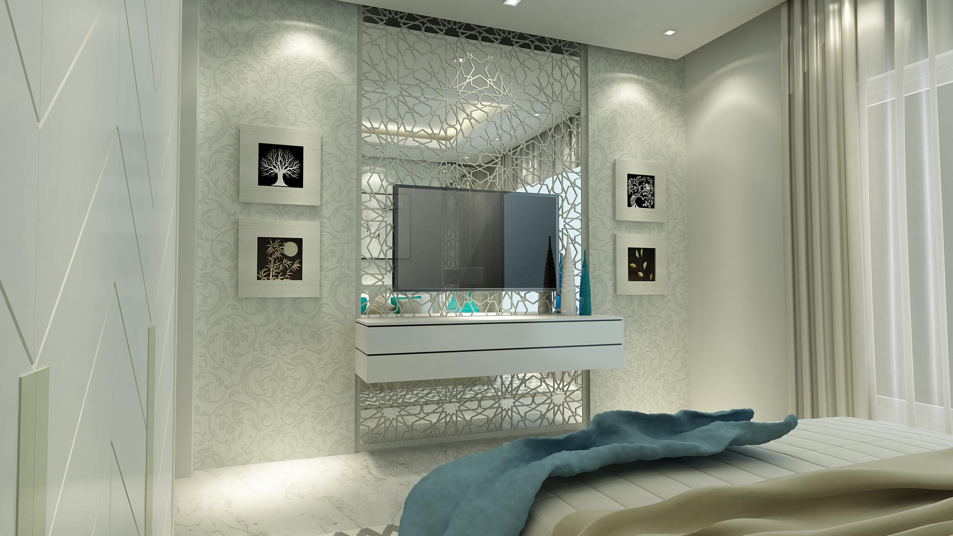 Design d'intérieur de chambre à coucher moderne dans 3d max vray 2.0 image