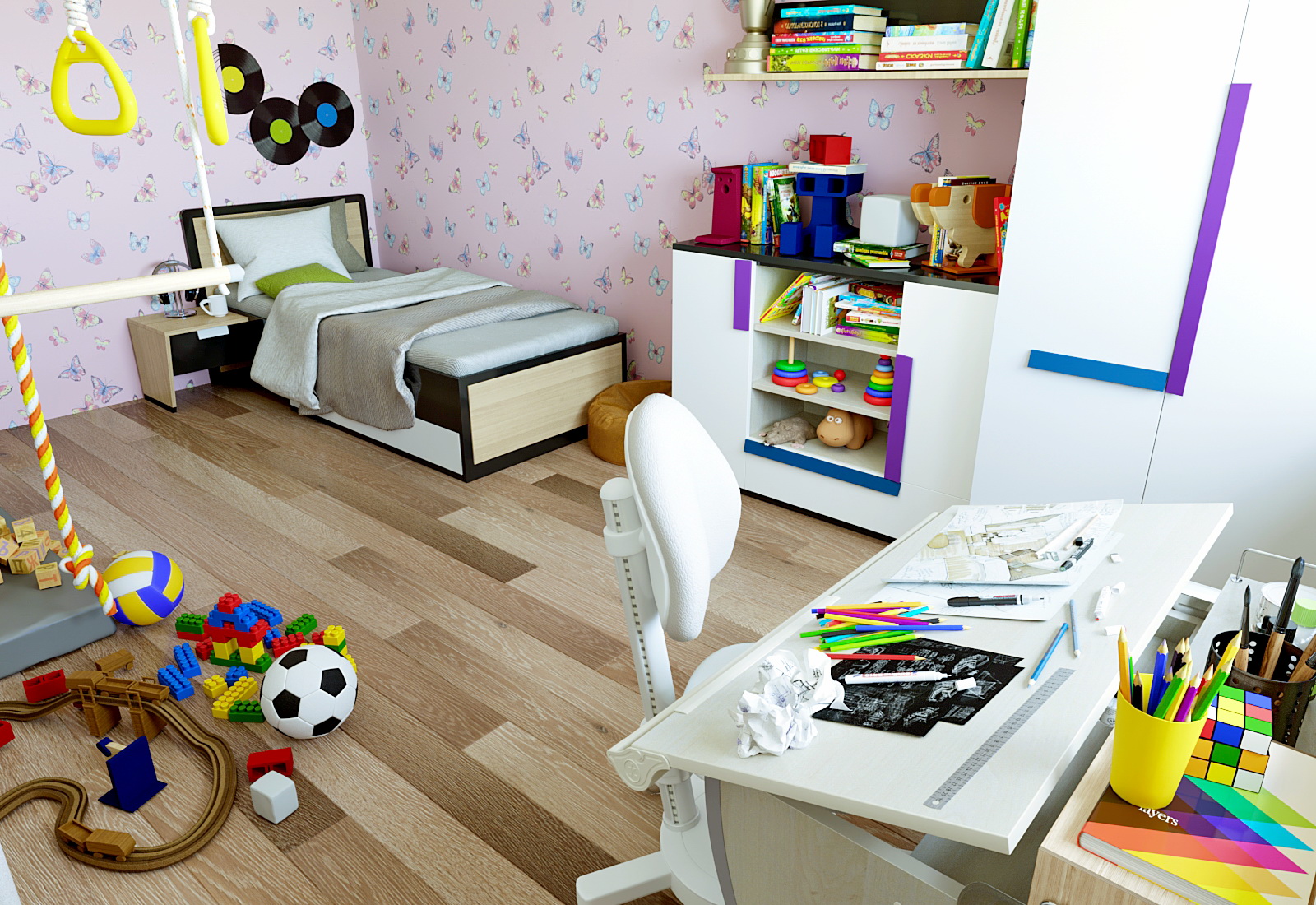 3D- Visualisation de la chambre des enfants dans 3d max corona render image