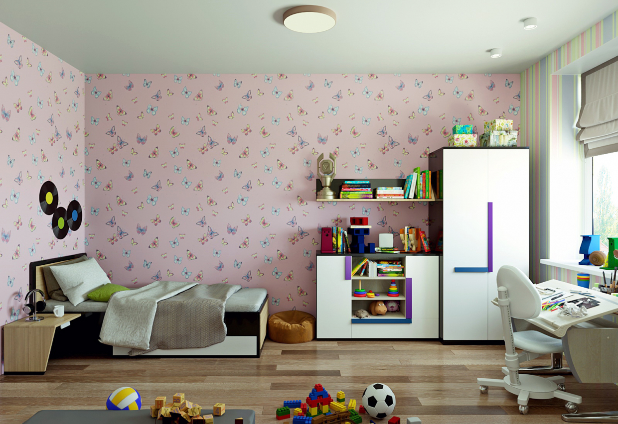 3D- Visualisation de la chambre des enfants dans 3d max corona render image