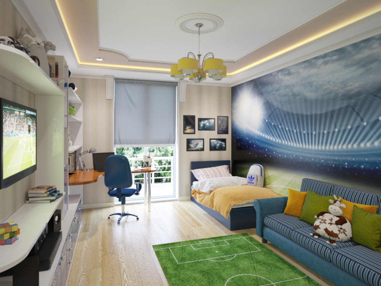 Nursery (football theme) in 3d max corona render image