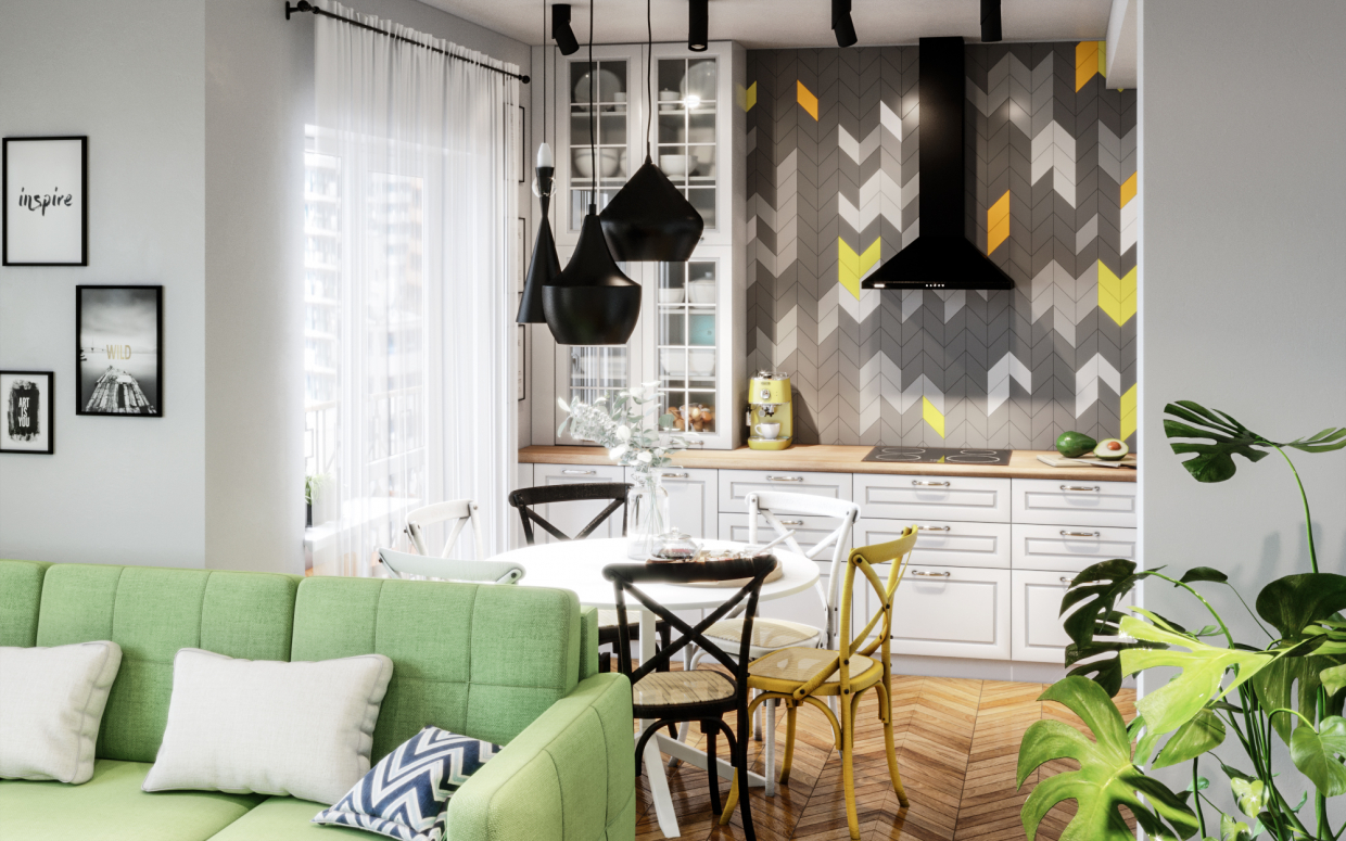 Scandinavian interior in 3d max corona render image