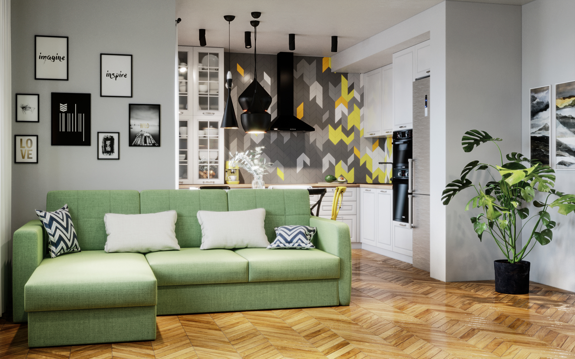 Scandinavian interior in 3d max corona render image