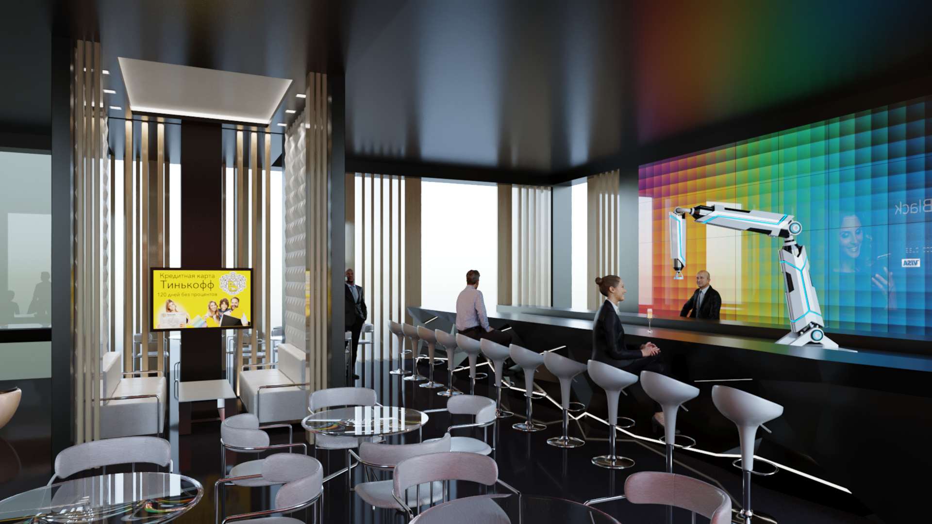 imagen de Concepto de restaurante Tinkoff en 3d max corona render