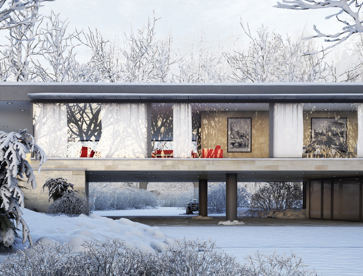 Winter scene in 3d max vray resim