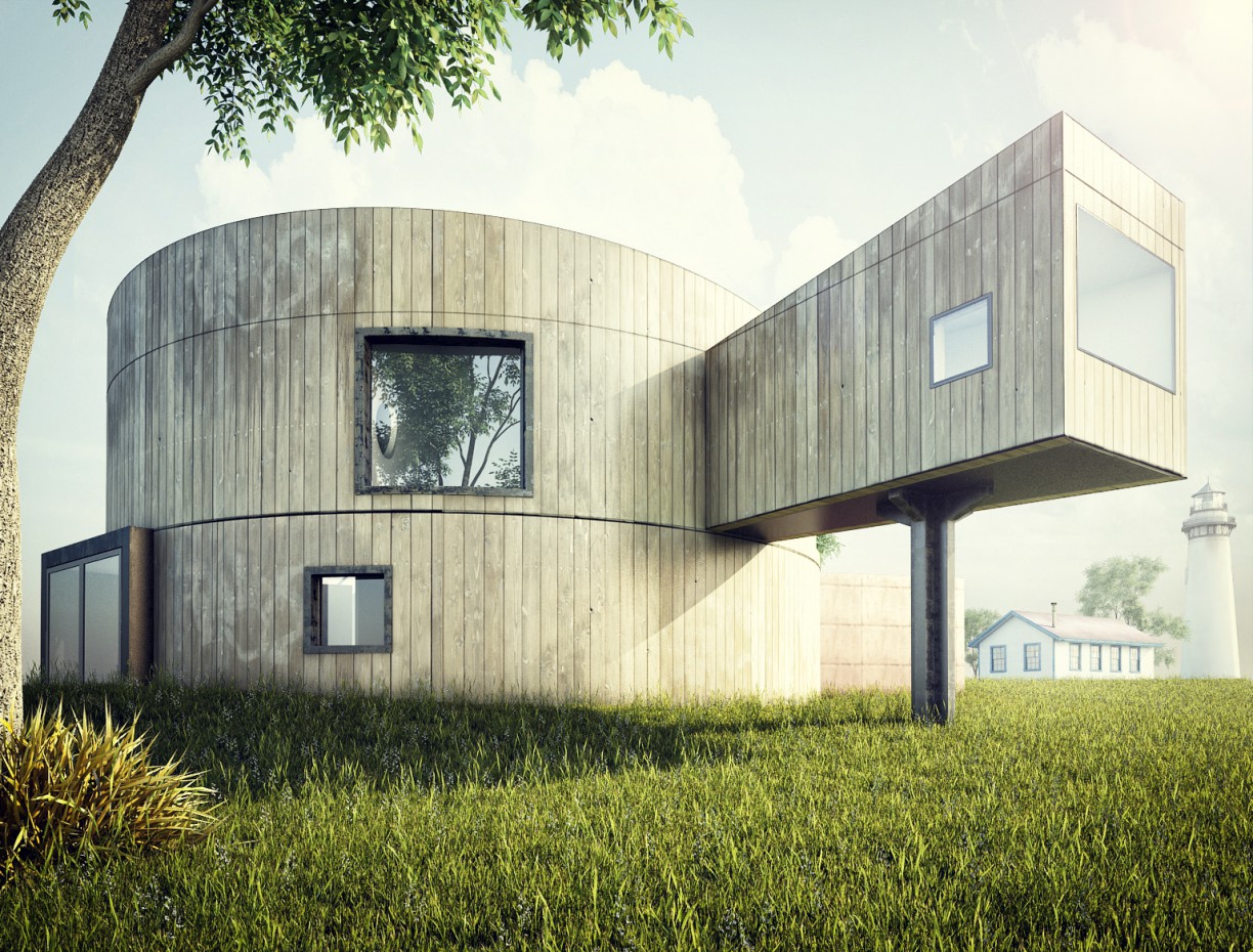 Wooden cylinder em 3d max vray imagem