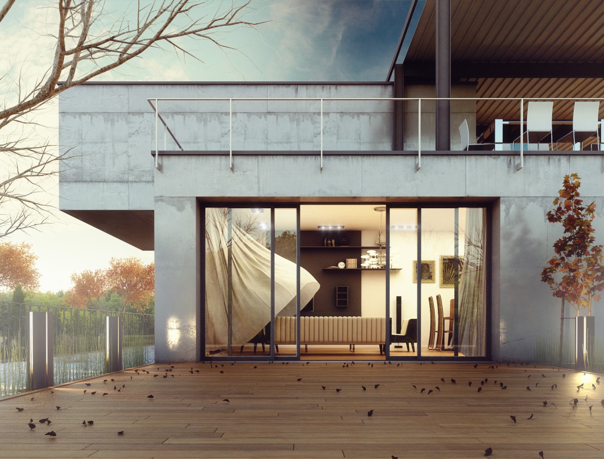 Maison en béton dans 3d max vray image