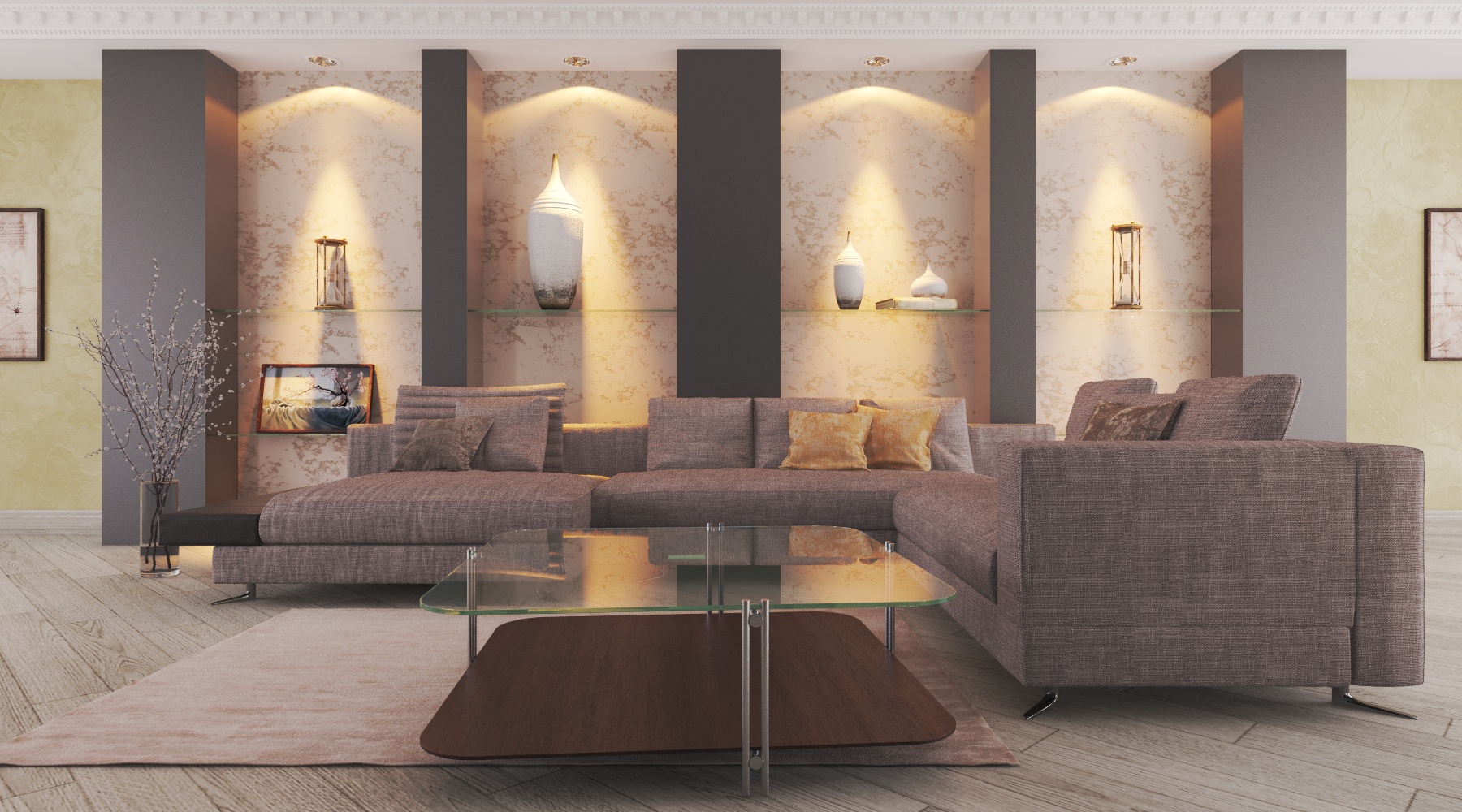 Modern living room in 3d max vray 3.0 image