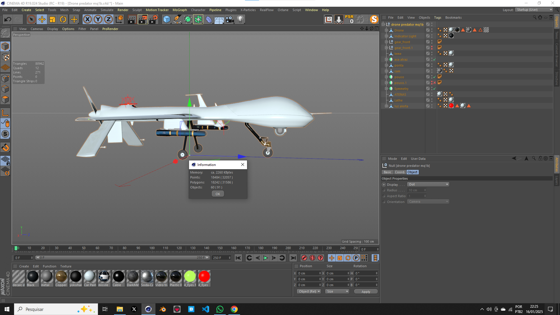 Drone predator mq1b 0011 in Cinema 4d Standard image