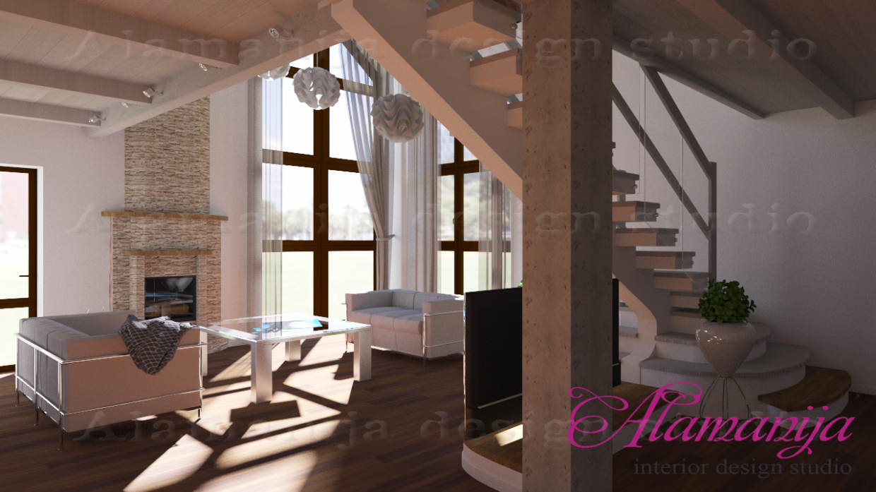 Halle in 3d max corona render Bild