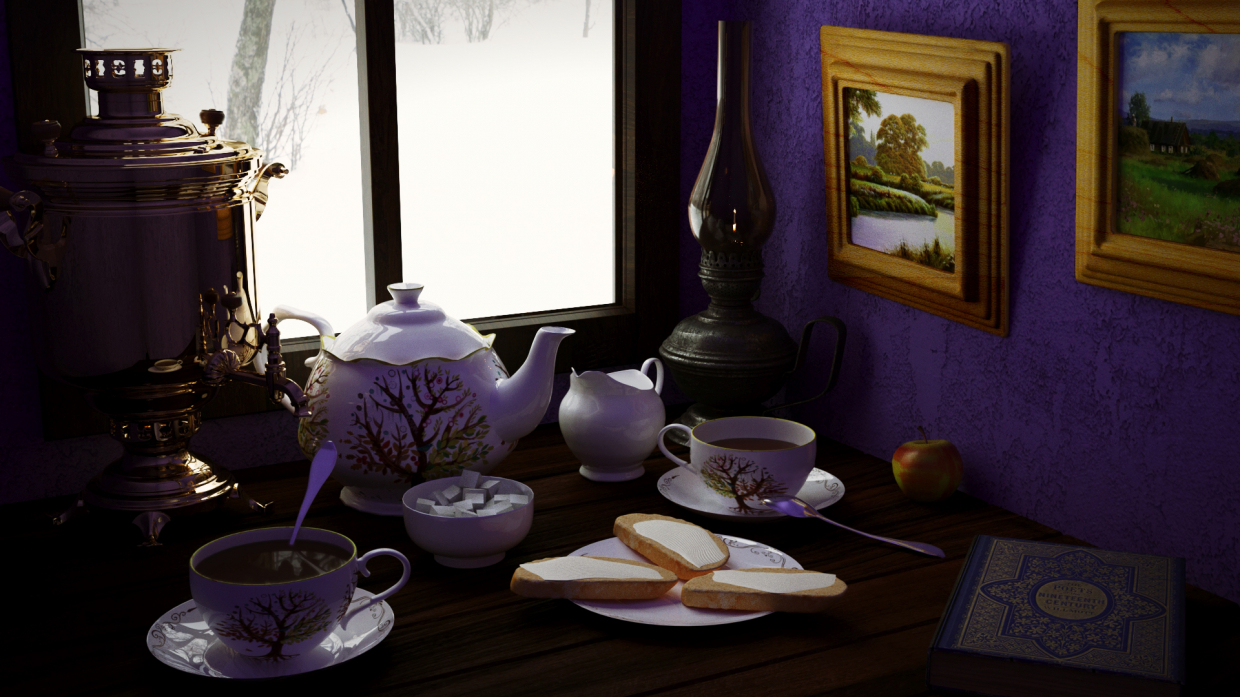 Tea Party Rustique dans 3d max corona render image