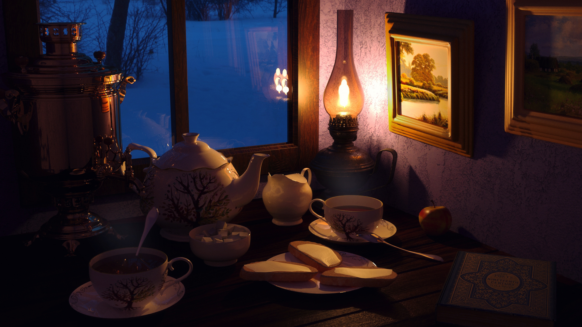 Tea Party Rustique dans 3d max corona render image