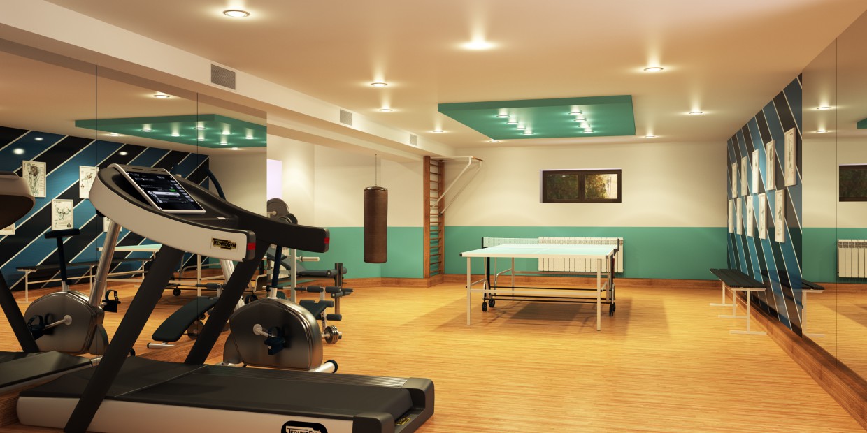 Bir bodrum odasında spor in 3d max vray resim