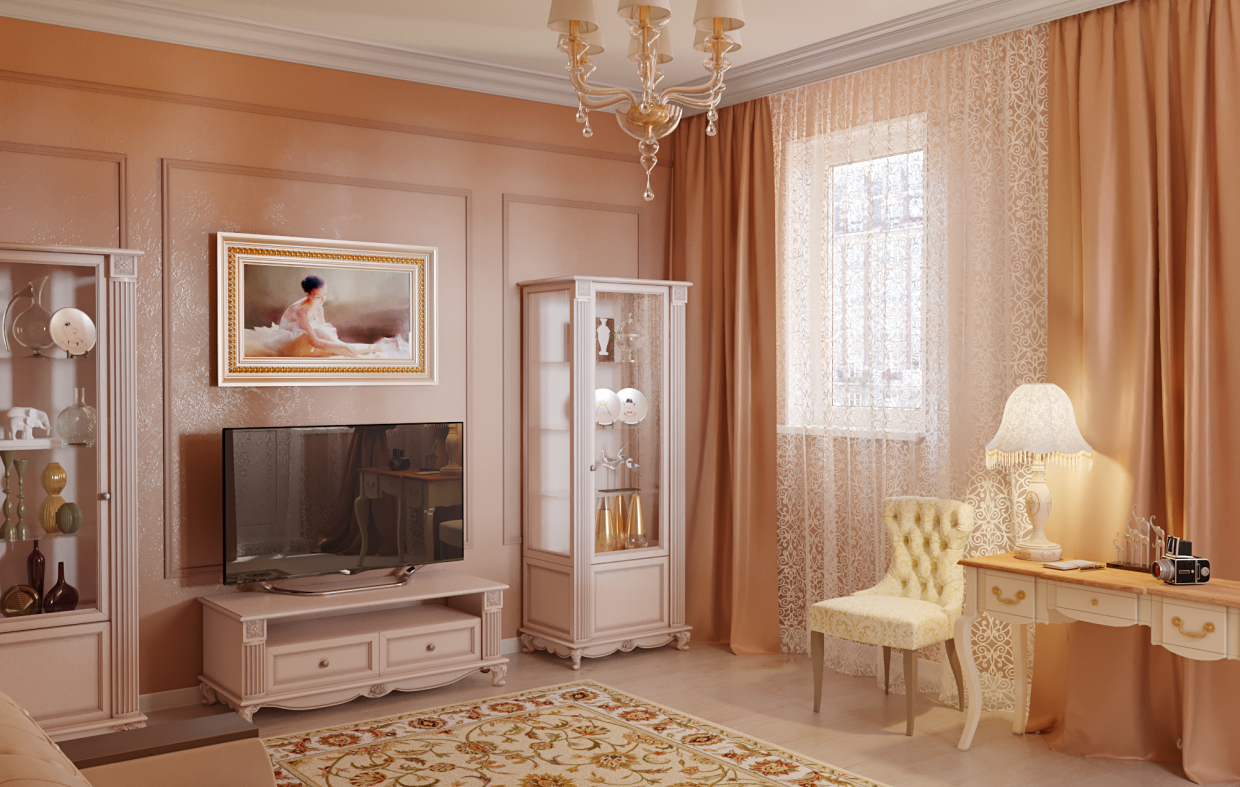 Creme de sala de estar em 3d max corona render imagem