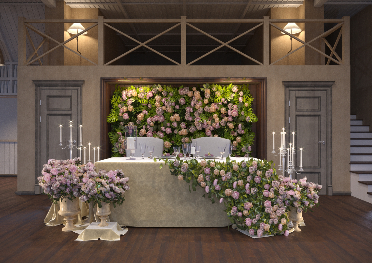 Installation de mariage dans 3d max corona render image